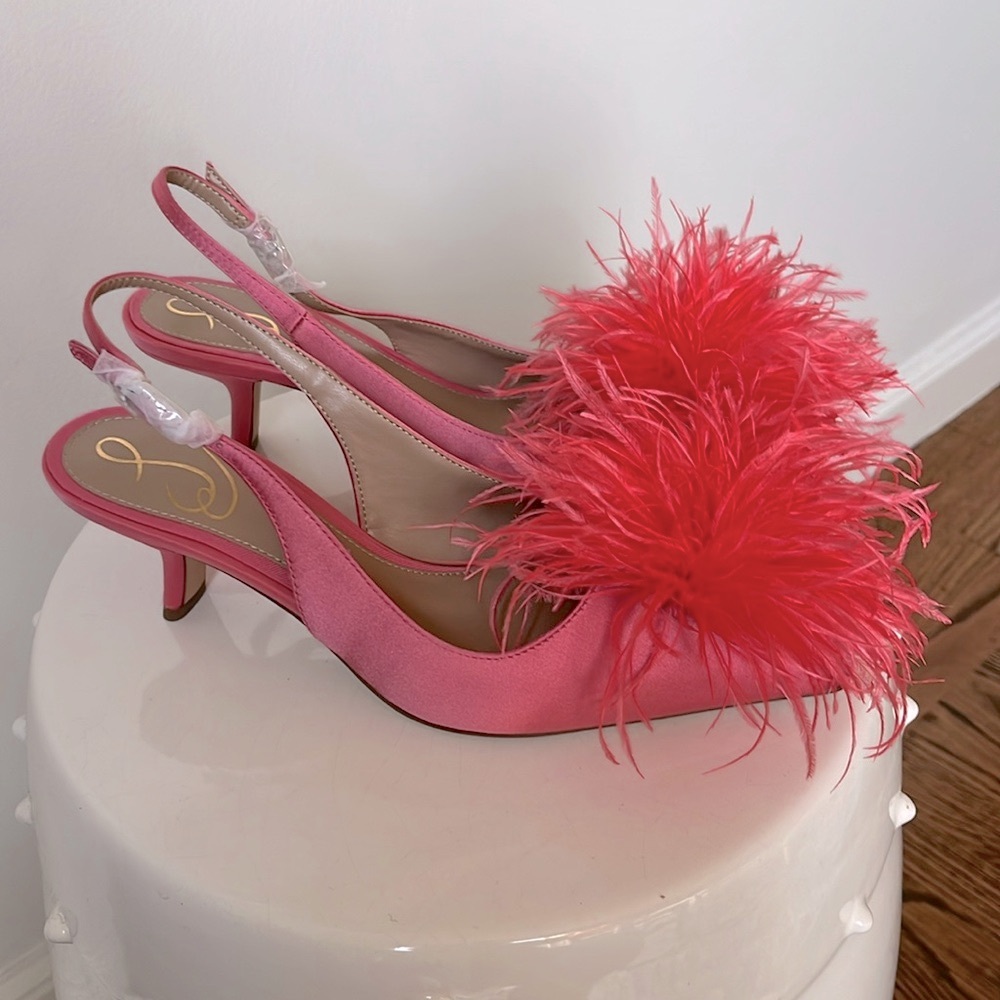 Sam Edelman Pink Feather Slingback Heels